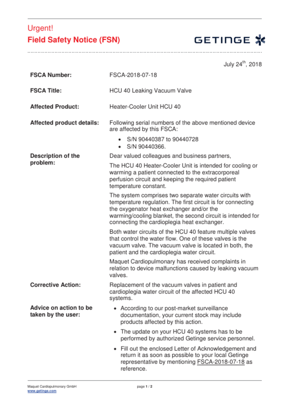 Recall hcu40 urgent field safety notice july 2018 pdf download
